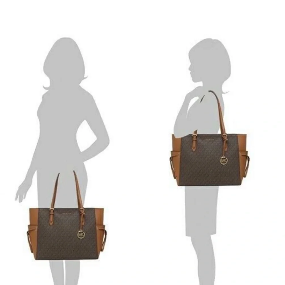 MICHAEL KORS GILLY LARGE DRAWSTRING TOTE BROWN SIGNATURE COLOR